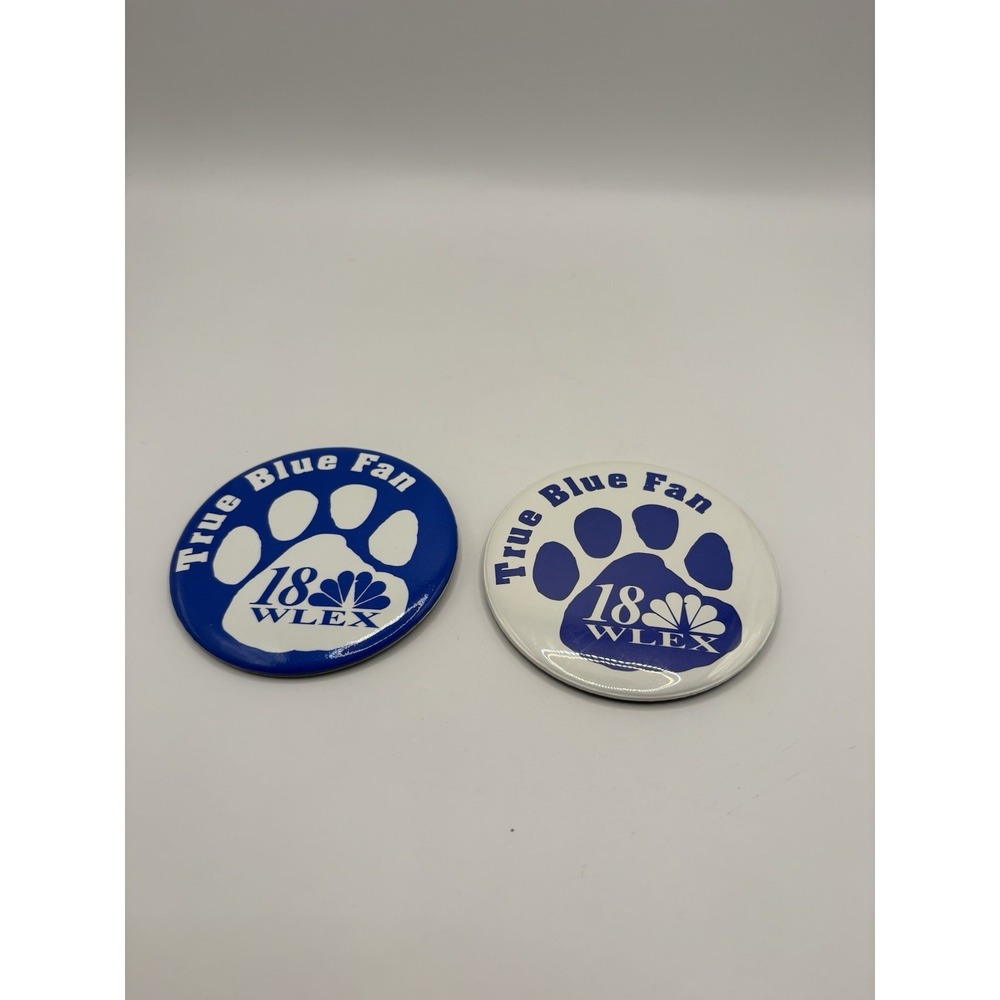 Set Of 2 True Blue Button Promo Button Pin 18 WLEX University Kentucky Wildcats